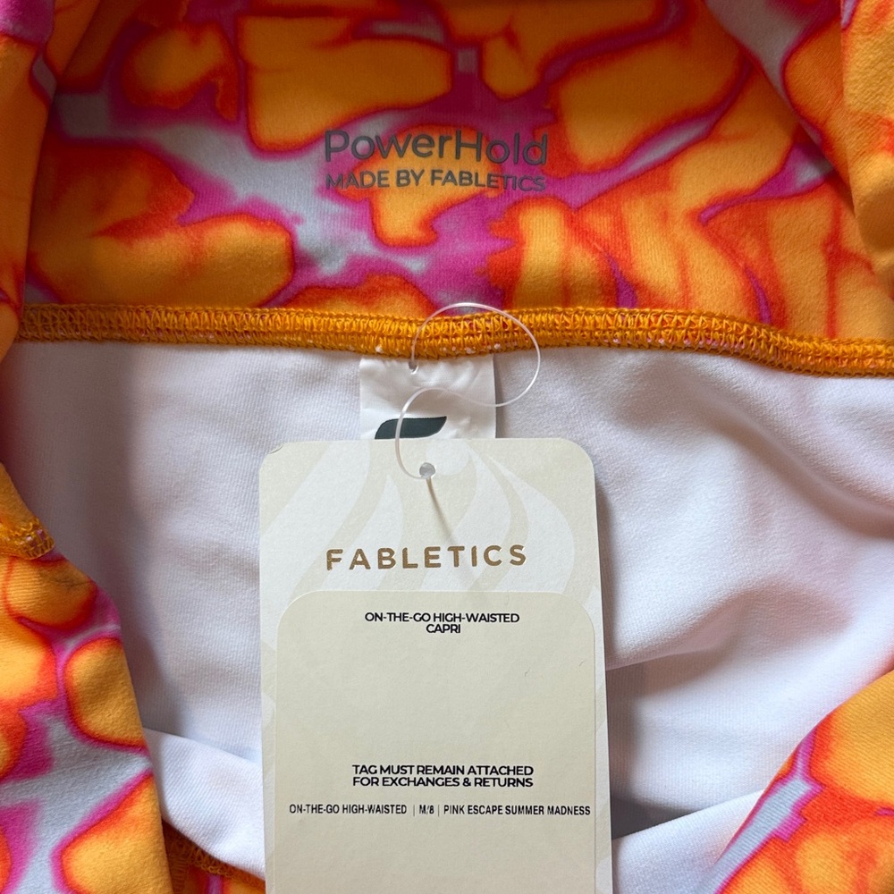 Fabletics Orange and Pink Patterned Leggings NWT - image 2